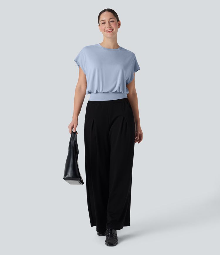 Rundals Kurzarm Fledermaus Arbeits-T-Shirt