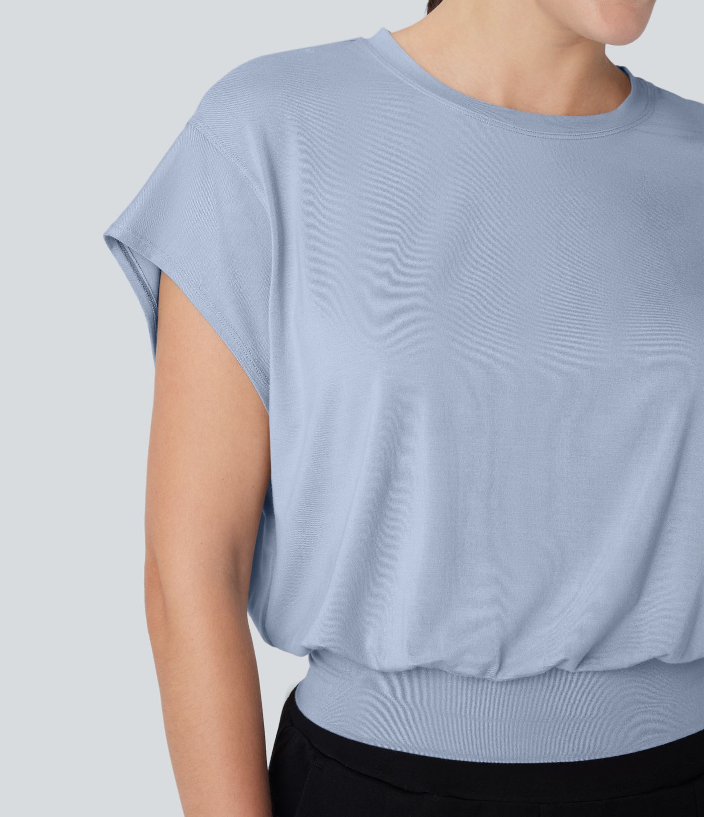 Rundals Kurzarm Fledermaus Arbeits-T-Shirt