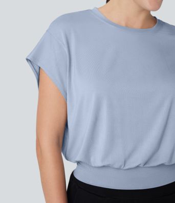 Rundals Kurzarm Fledermaus Arbeits-T-Shirt