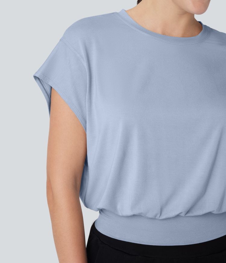 Rundals Kurzarm Fledermaus Arbeits-T-Shirt