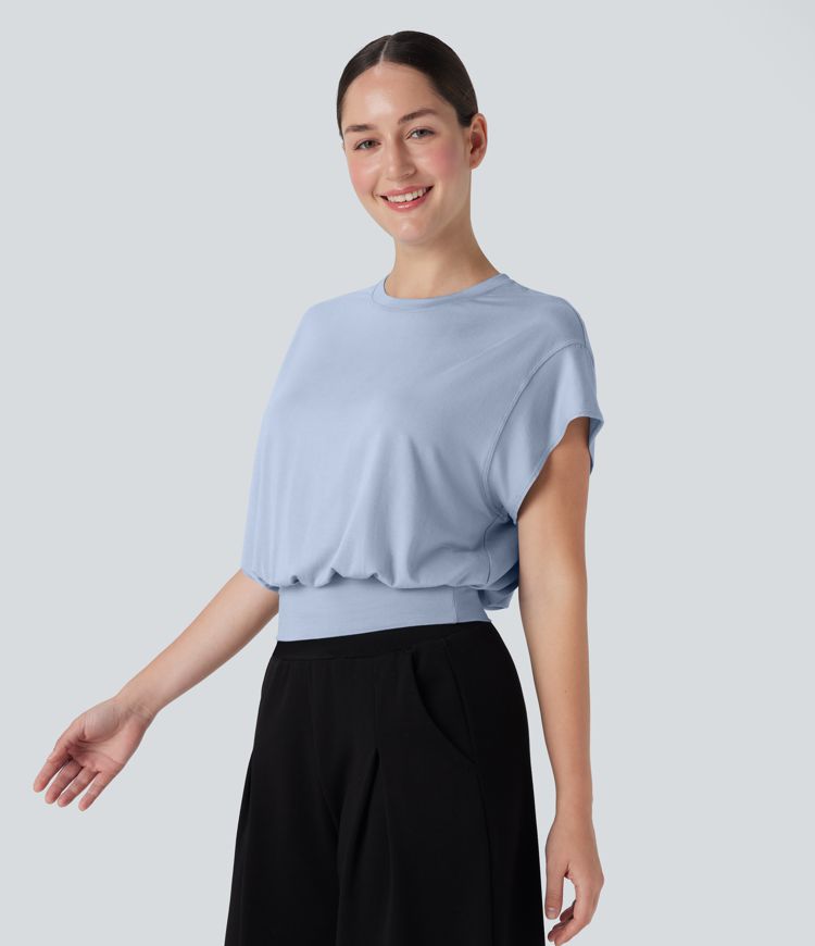 Rundals Kurzarm Fledermaus Arbeits-T-Shirt