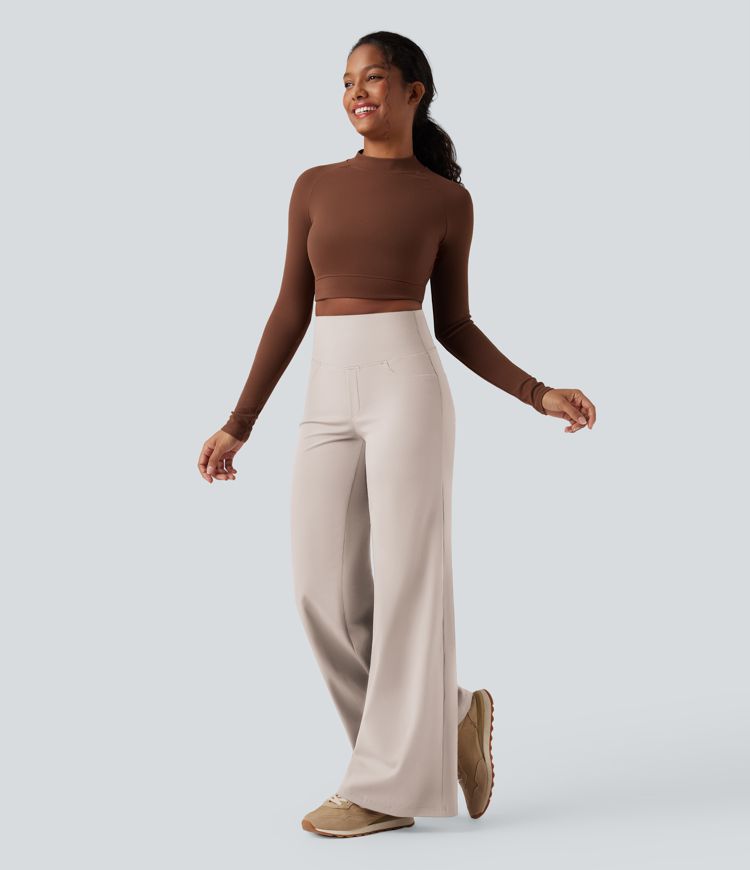DayStretch - Yoga-Hose mit hohem Bund, Seitentaschen, Bauchkontrolle und weitem Bein DayStretch - Yoga-Hose mit hohem Bund, Seitentaschen, Bauchkontrolle und weitem Bein