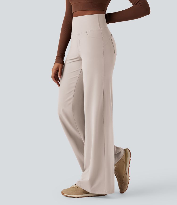 DayStretch - Yoga-Hose mit hohem Bund, Seitentaschen, Bauchkontrolle und weitem Bein DayStretch - Yoga-Hose mit hohem Bund, Seitentaschen, Bauchkontrolle und weitem Bein