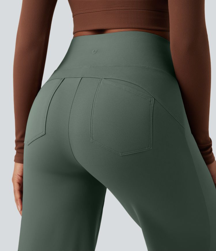 DayStretch High Waisted Tummy Control Wide Leg Yoga Pants with Pockets