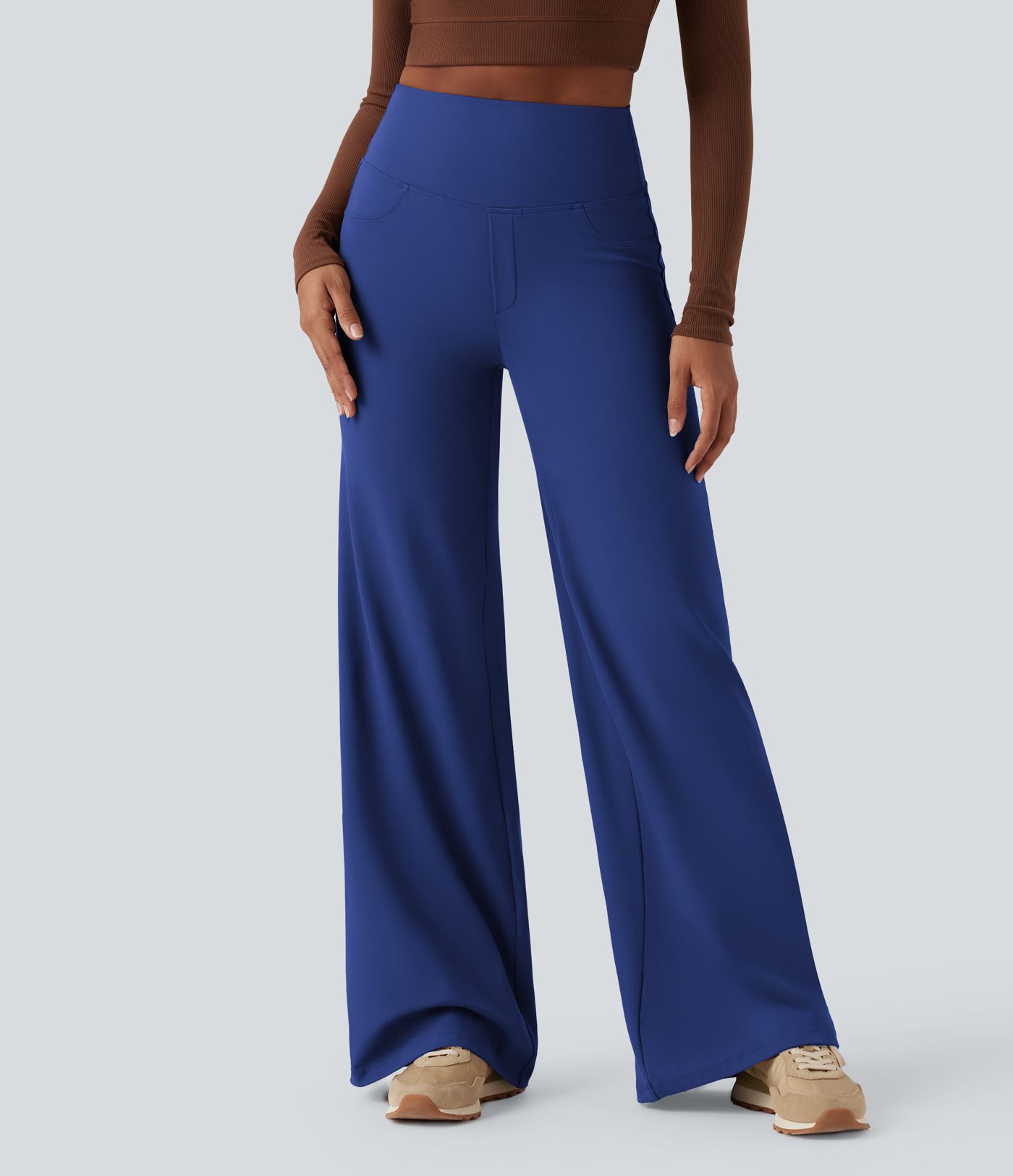 DayStretch High Waisted Tummy Control Wide Leg Yoga Pants with Pockets