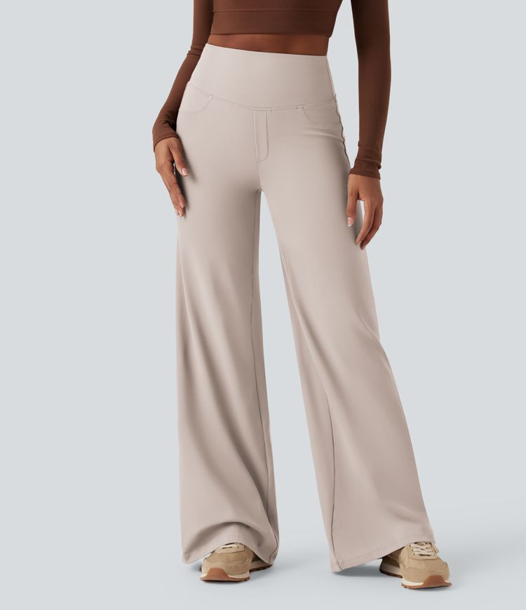 DayStretch - Yoga-Hose mit hohem Bund, Seitentaschen, Bauchkontrolle und weitem Bein DayStretch - Yoga-Hose mit hohem Bund, Seitentaschen, Bauchkontrolle und weitem Bein