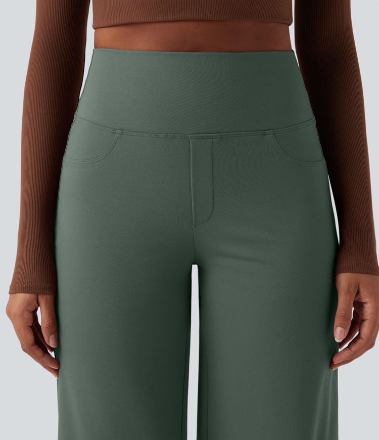 DayStretch High Waisted Tummy Control Wide Leg Yoga Pants with Pockets