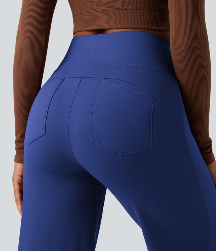 DayStretch High Waisted Tummy Control Wide Leg Yoga Pants with Pockets