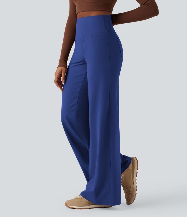 DayStretch High Waisted Tummy Control Wide Leg Yoga Pants with Pockets