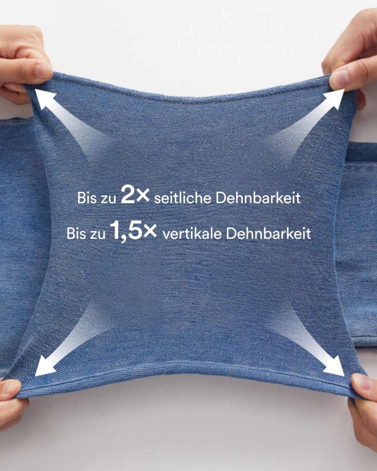 Halara Flex™ gewaschene Freizeitjeans aus elastischem Strick-Denim mit hohem Bund, mehreren Taschen, Rollsaum und weitem Bein