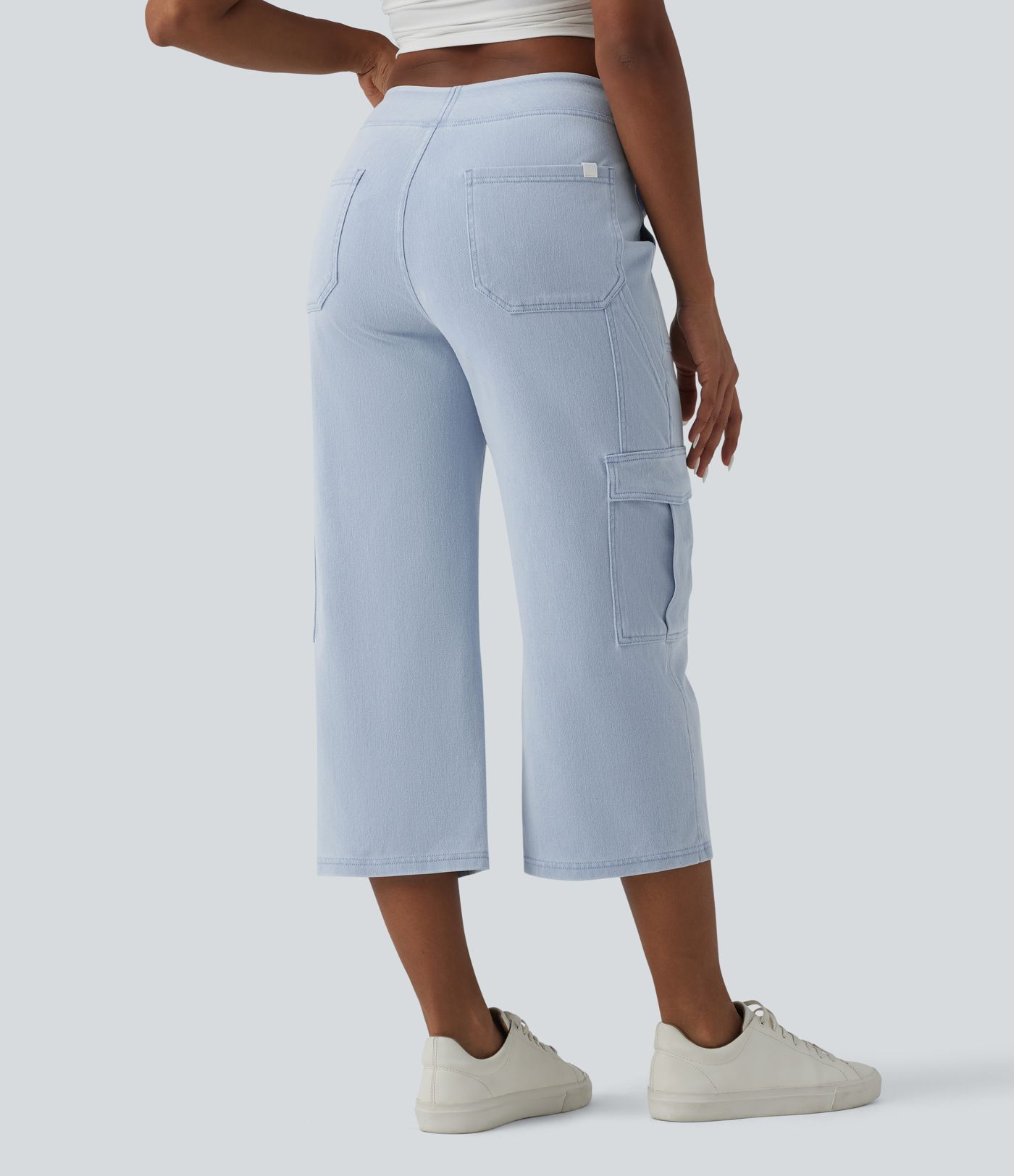 Jean cargo court casual jambe droite taille mi-haute Halara Flex™ avec poches