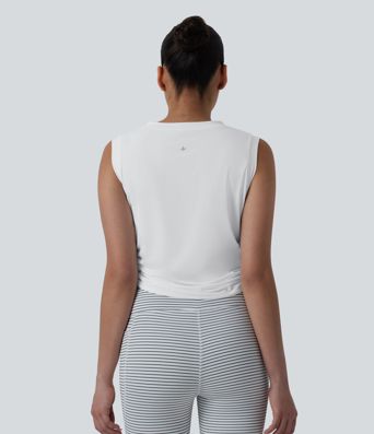 Round Neck Drawstring Hem InstantCool Quick Dry Running Tank Top-UPF50+