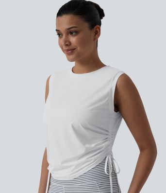 Round Neck Drawstring Hem InstantCool Quick Dry Running Tank Top-UPF50+