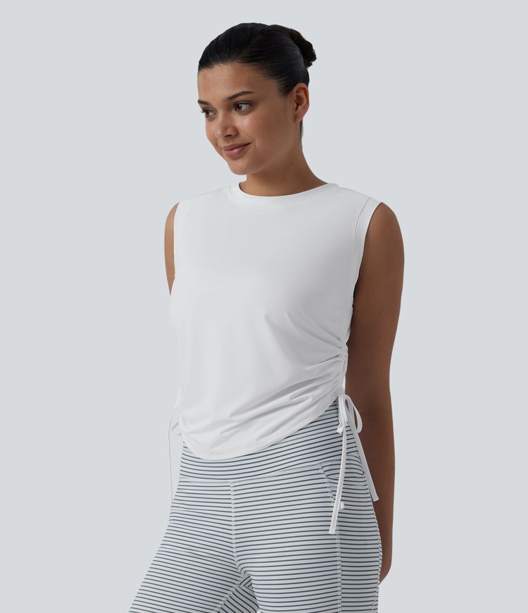 Round Neck Drawstring Hem InstantCool Quick Dry Running Tank Top-UPF50+