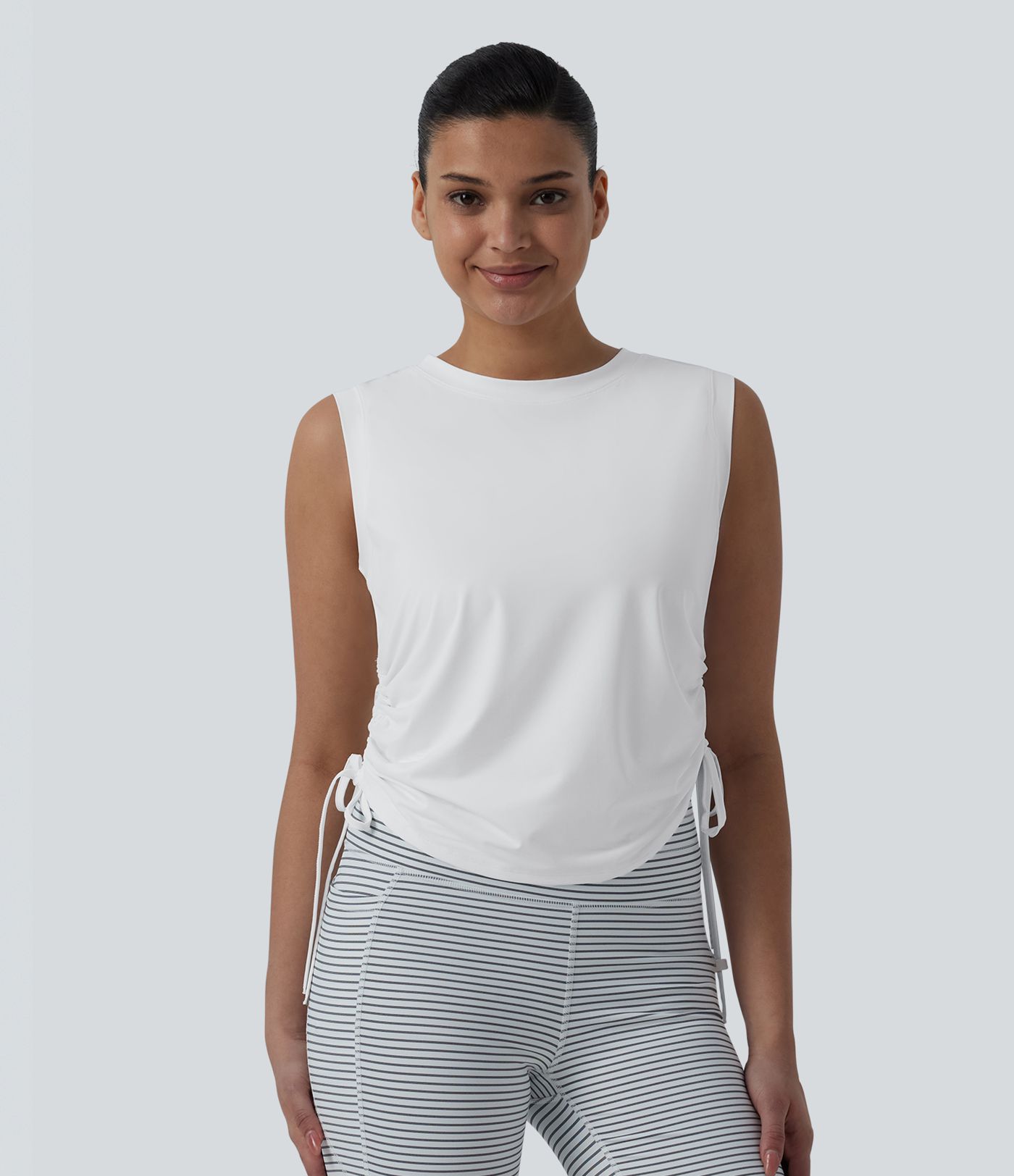 Round Neck Drawstring Hem InstantCool Quick Dry Running Tank Top-UPF50+