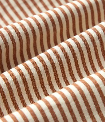 Hoch geschnittene, gestreifte, leinenähnliche, lässige weite Hose mit Kordelzug und Taschen