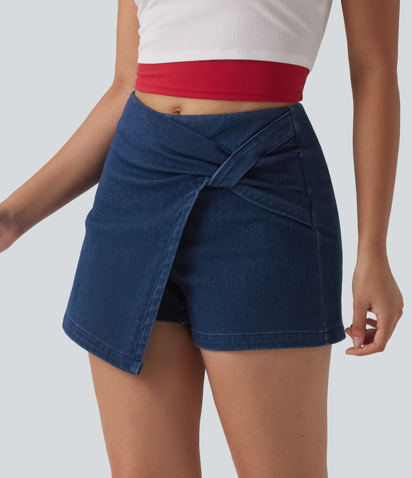 Halara Flex™ denim shorts med mellemhøj talje, micro-mini, afslappet