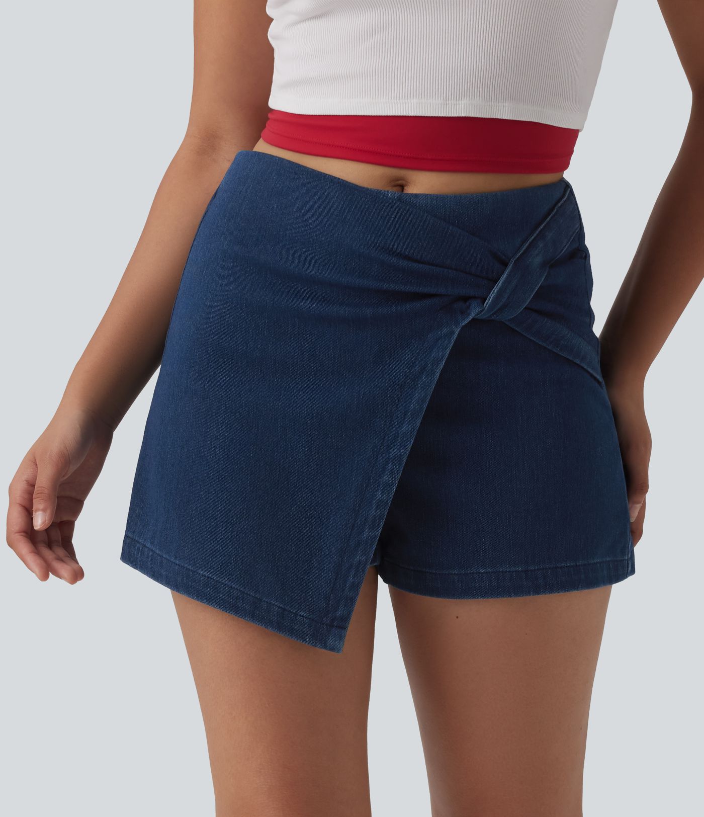Halara Flex™ denim shorts med mellemhøj talje, micro-mini, afslappet