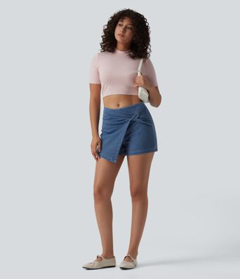 Halara Flex™ Mid Rise Micro Mini Denim Casual Skort
