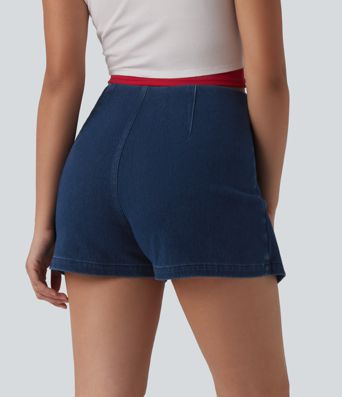 Halara Flex™ denim shorts med mellemhøj talje, micro-mini, afslappet