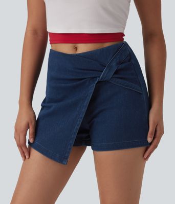 Halara Flex™ denim shorts med mellemhøj talje, micro-mini, afslappet