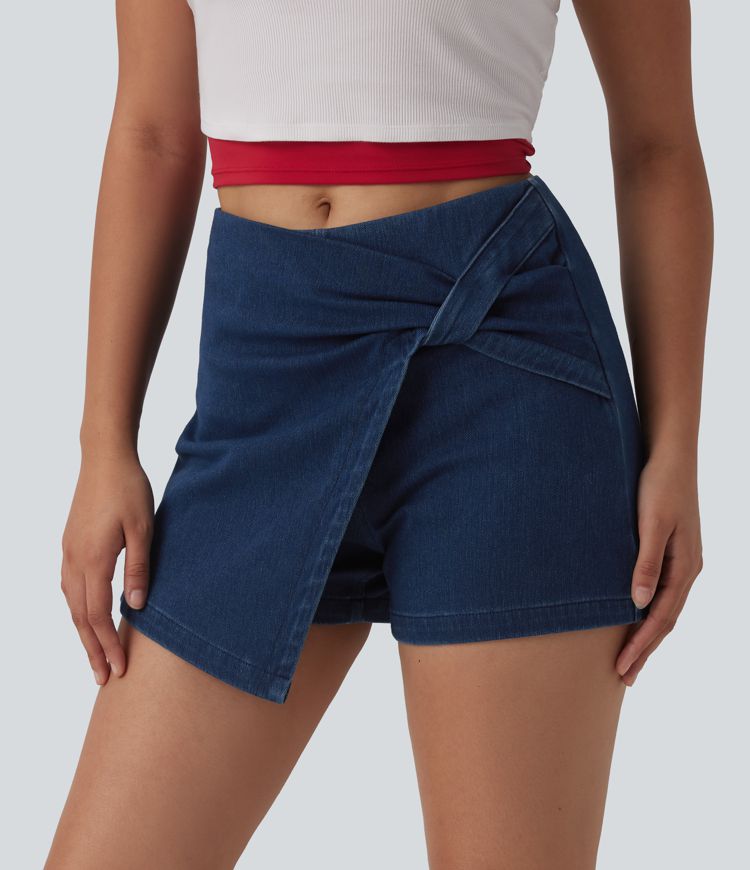 Halara Flex™ denim shorts med mellemhøj talje, micro-mini, afslappet