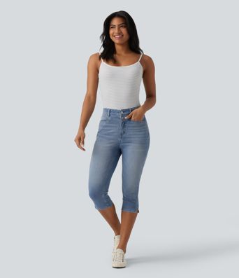 Halara Flex™ High Waisted Split Capri Casual Slim Jeans with Pockets
