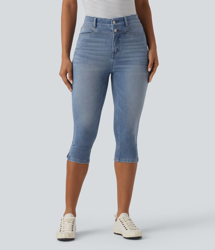 Halara Flex™ High Waisted Split Capri Casual Slim Jeans with Pockets