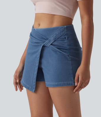 Halara Flex™ Mid Rise Micro Mini Denim Casual Skort