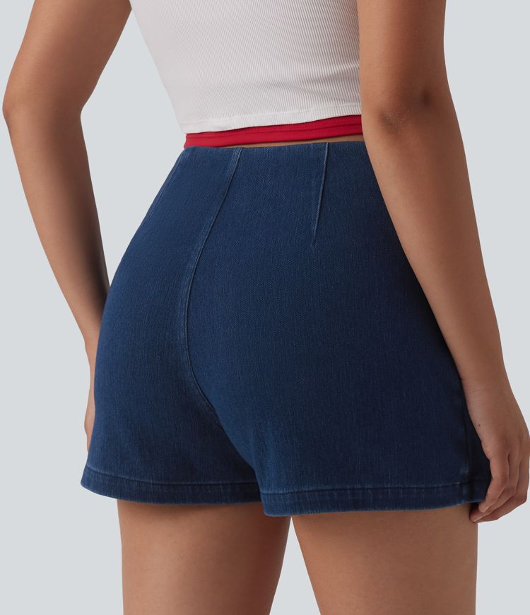 Halara Flex™ denim shorts med mellemhøj talje, micro-mini, afslappet