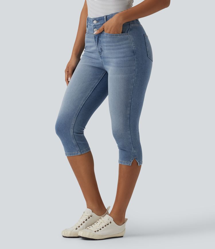 Halara Flex™ High Waisted Split Capri Casual Slim Jeans with Pockets