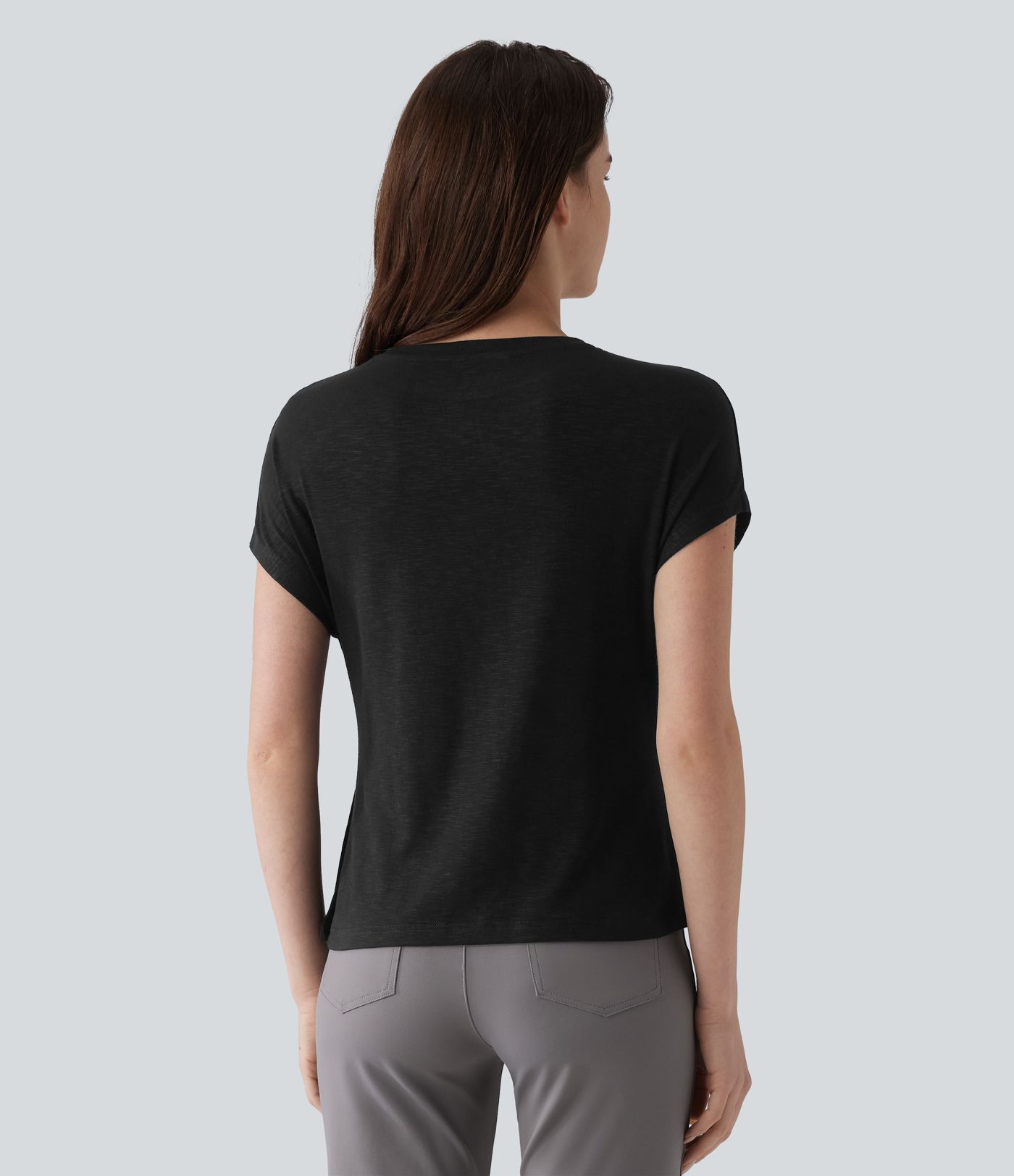 Round Neck Cap Sleeve Work Top