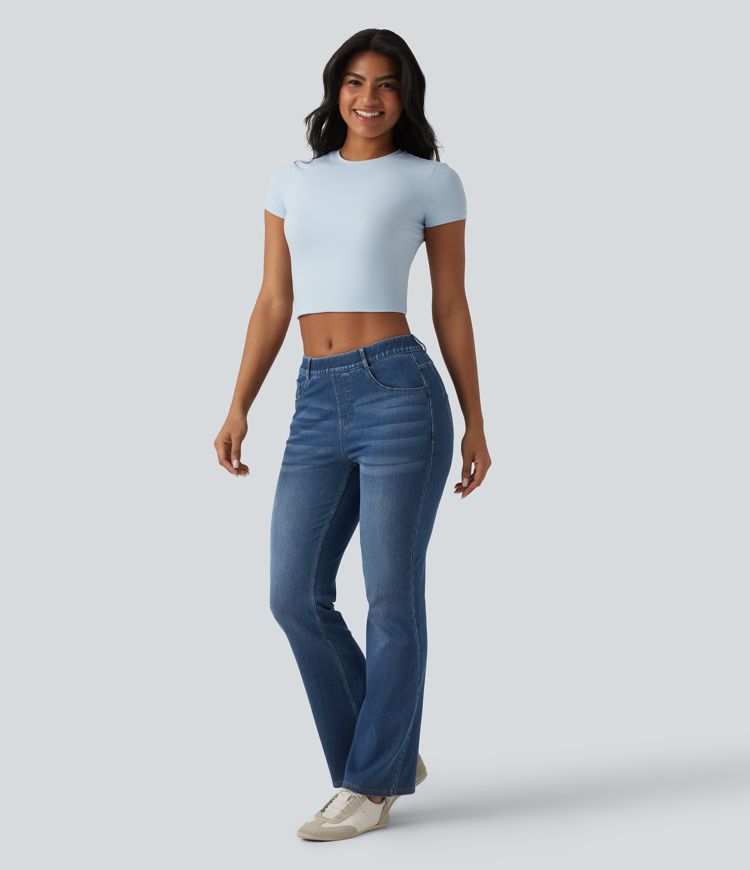 Halara Flex™ Mid Rise Casual Bootcut Jeans with Pockets