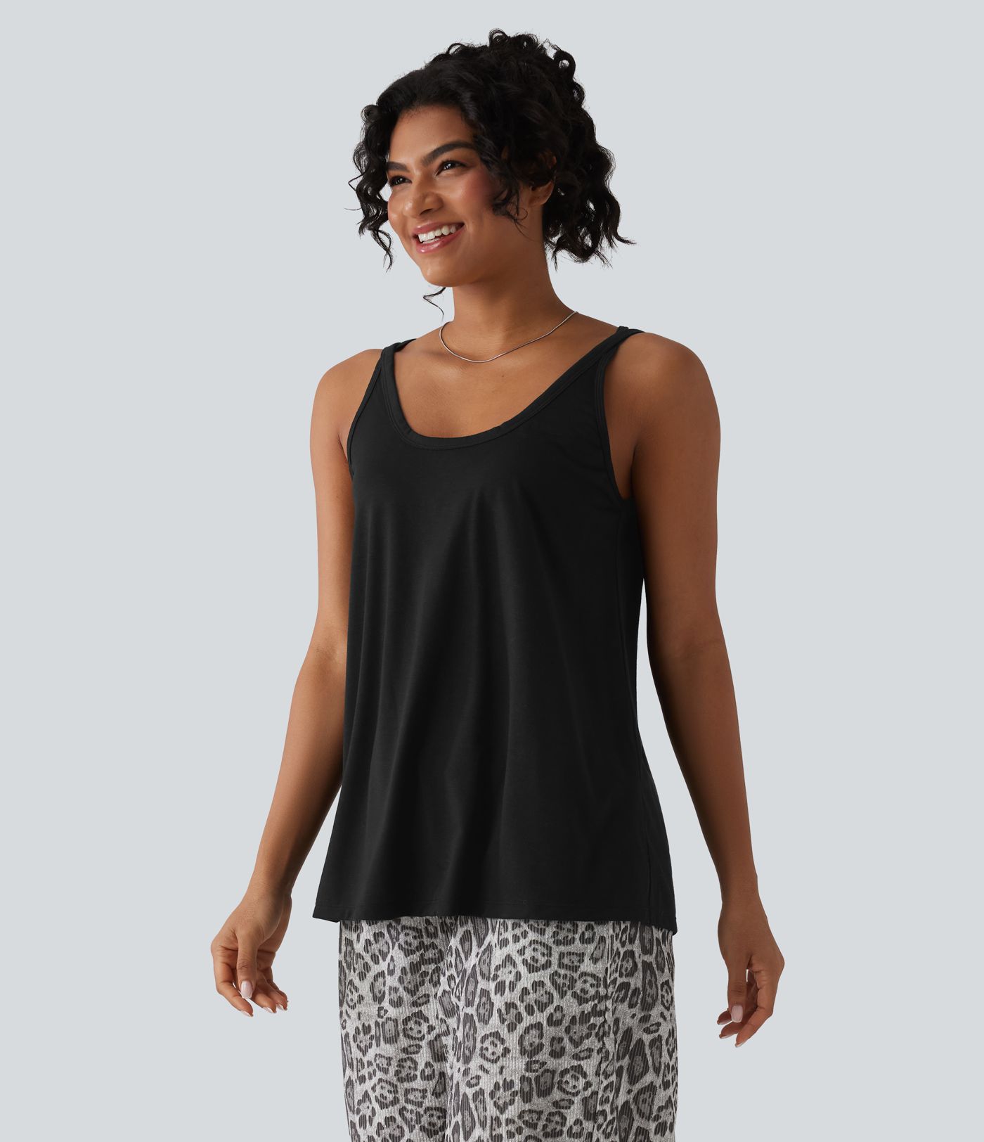 U Neck Relaxed Casual Tank Top