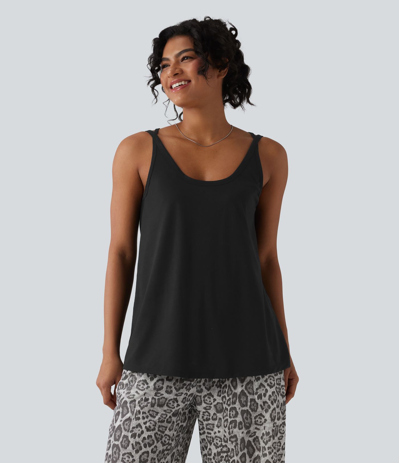 U Neck Relaxed Casual Tank Top