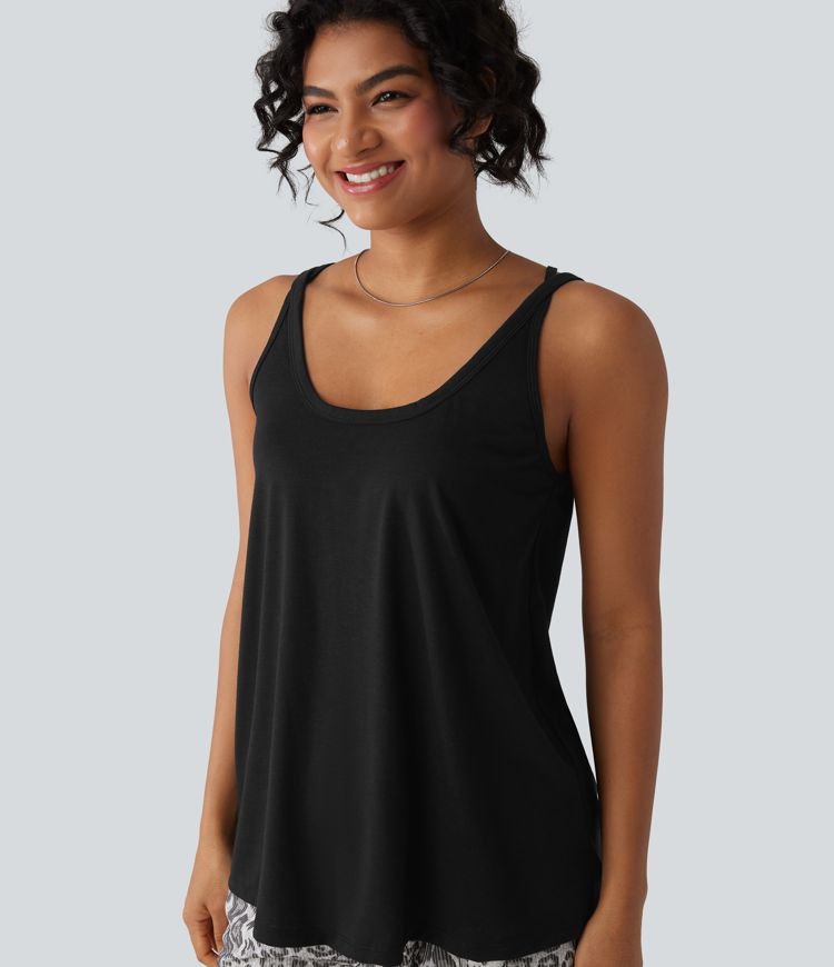 U Neck Relaxed Casual Tank Top
