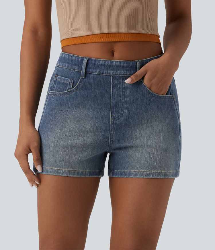 Halara Flex™ Mid Rise Denim Casual Shorts 3'' with Pockets