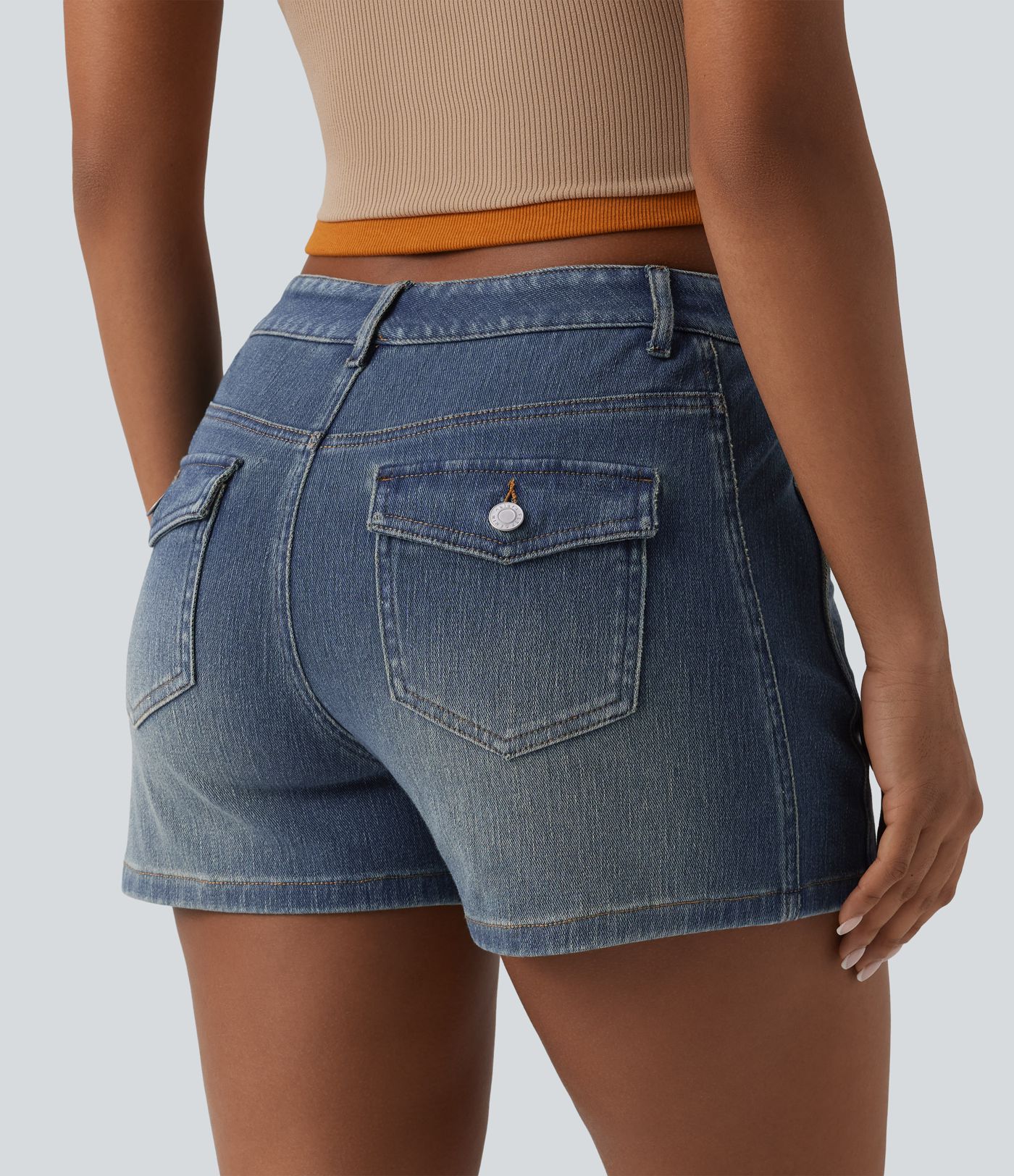 Halara Flex™ Mid Rise Denim Casual Shorts 3'' with Pockets