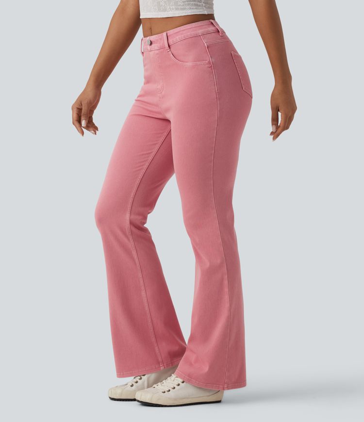 Halara Flex™ High Waisted Colorful Casual Flare Jeans with Pockets