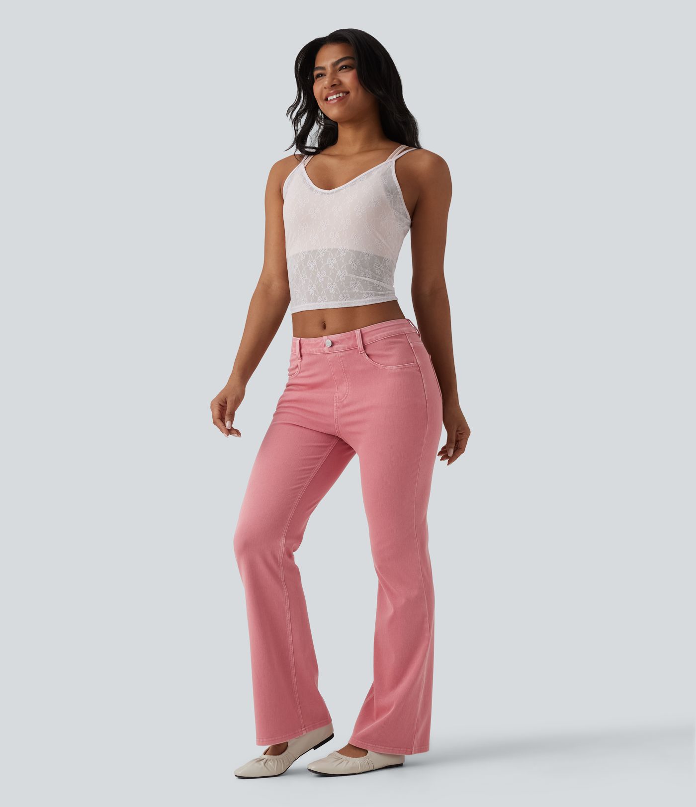 Halara Flex™ High Waisted Colorful Casual Flare Jeans with Pockets