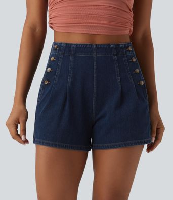 Halara Flex™ High-Waist-Jeans-Shorts 3.5'' mit Taschen