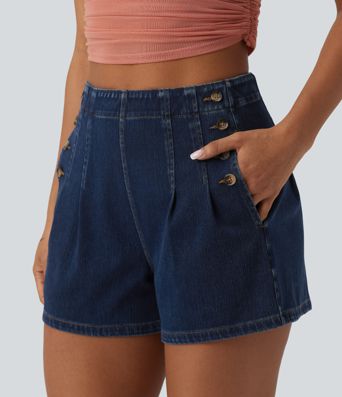 Halara Flex™ High-Waist-Jeans-Shorts 3.5'' mit Taschen
