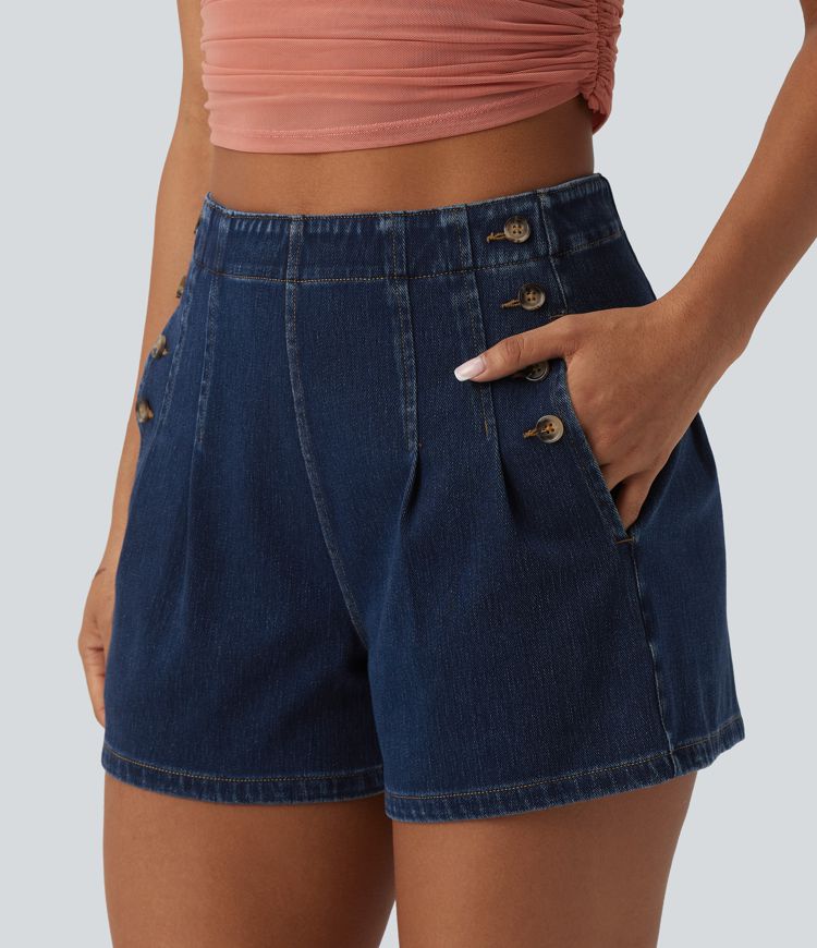 Halara Flex™ High-Waist-Jeans-Shorts 3.5'' mit Taschen