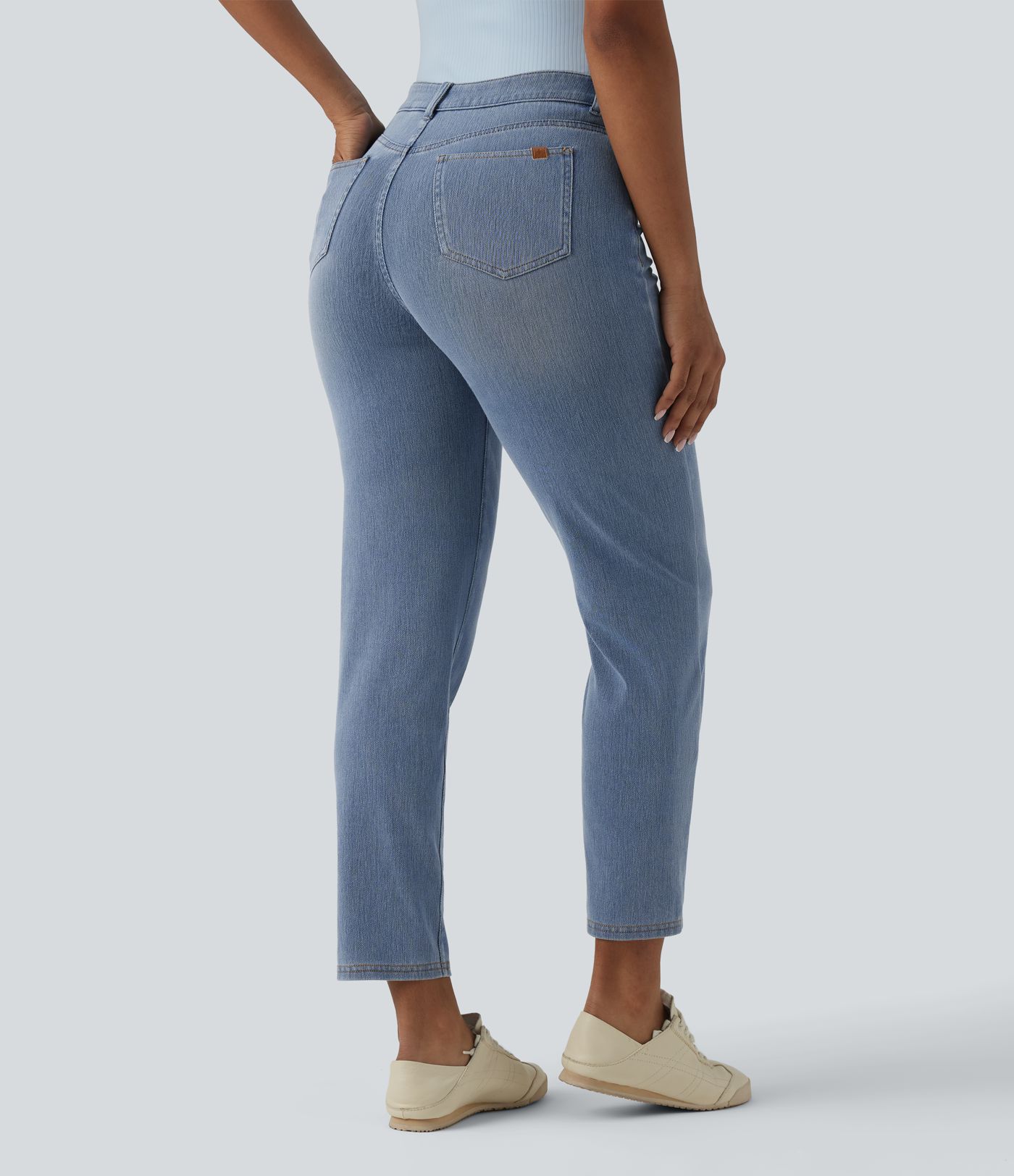 Halara Flex™ Asymmetric High Waisted Casual Jeans with Pockets