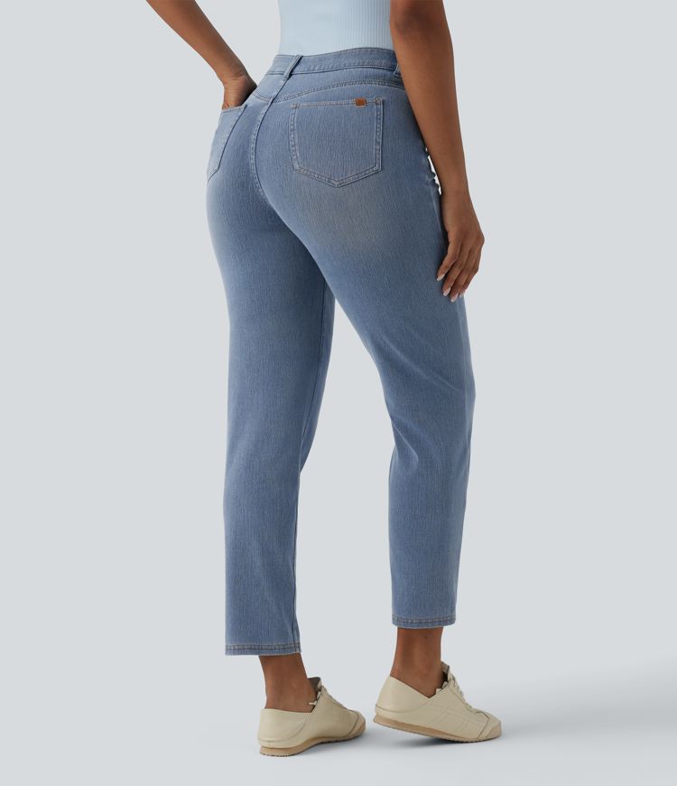 Halara Flex™ Asymmetric High Waisted Casual Jeans with Pockets