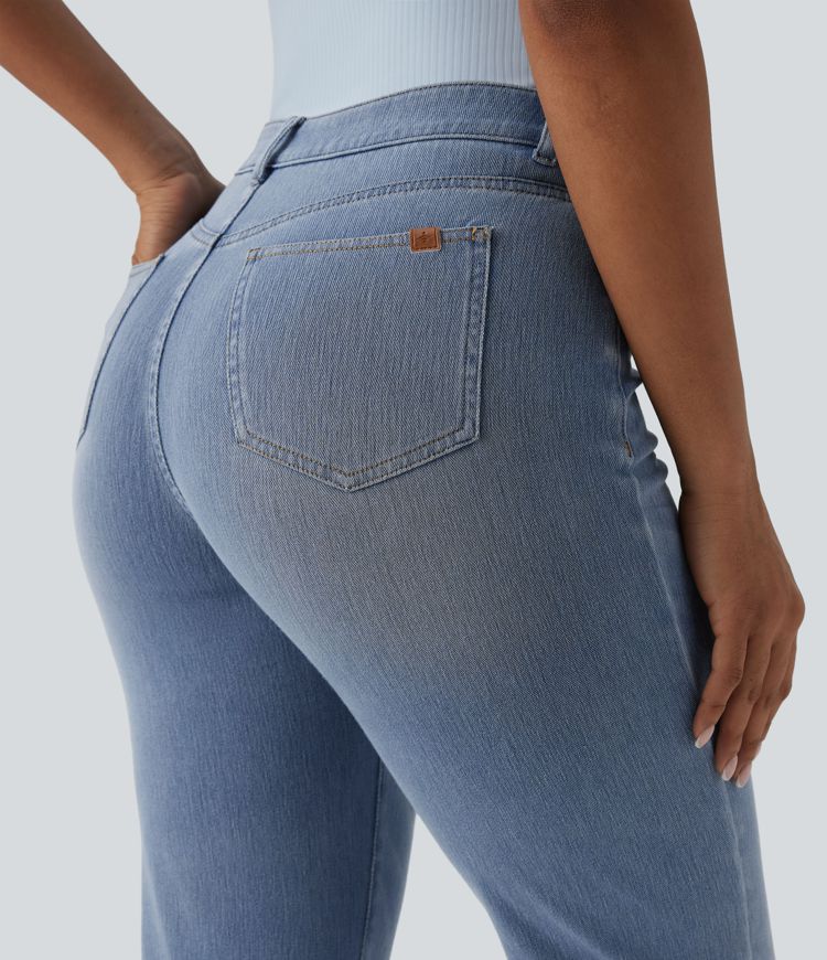Halara Flex™ Asymmetric High Waisted Casual Jeans with Pockets