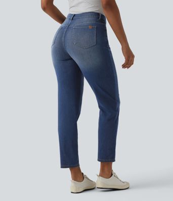 Halara Flex™ Asymmetric High Waisted Casual Jeans with Pockets