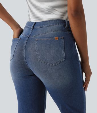 Halara Flex™ Asymmetric High Waisted Casual Jeans with Pockets