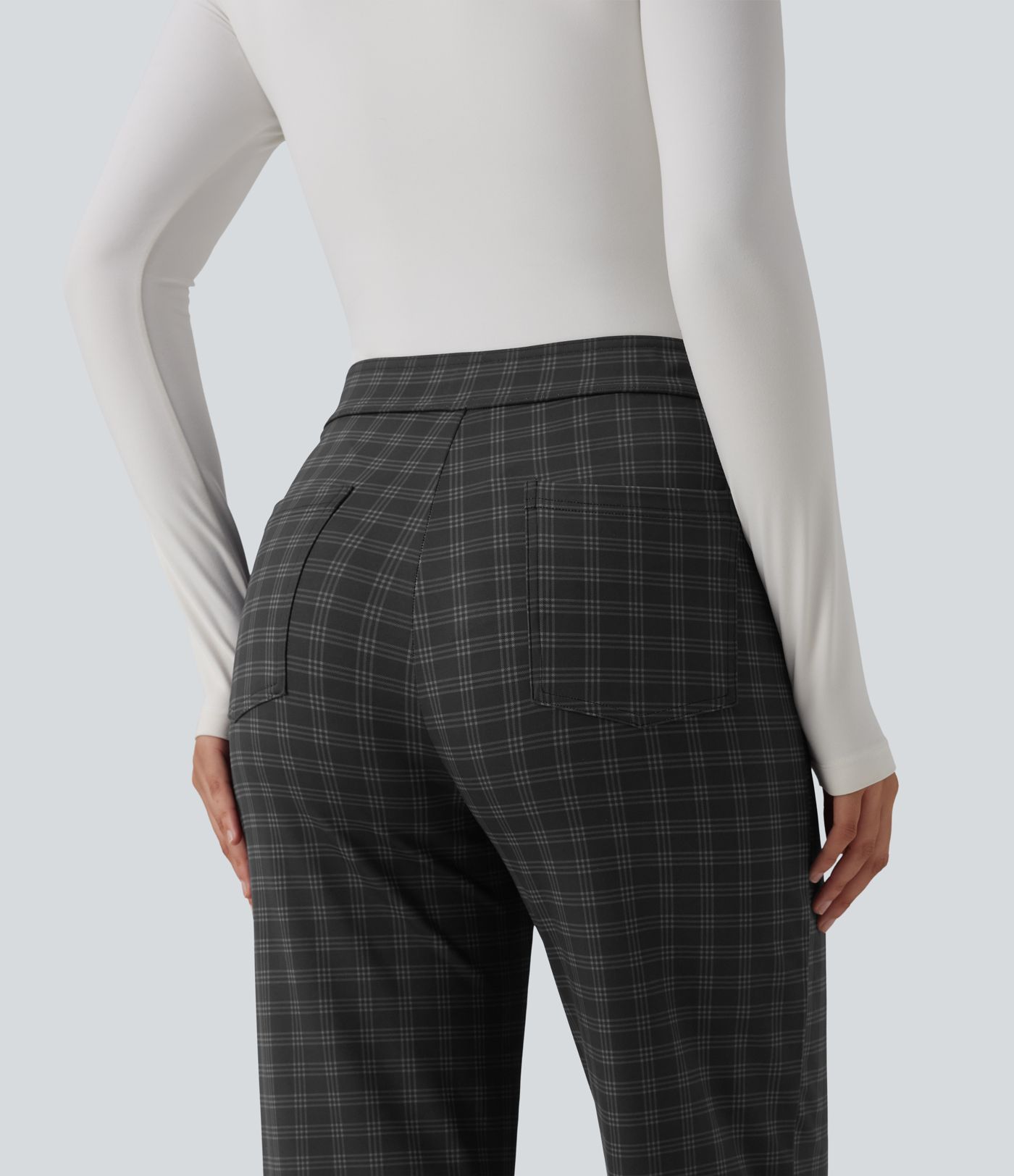 Halara Flex™ High Waisted Straight Leg Plaid Suit Work Pants with Pockets