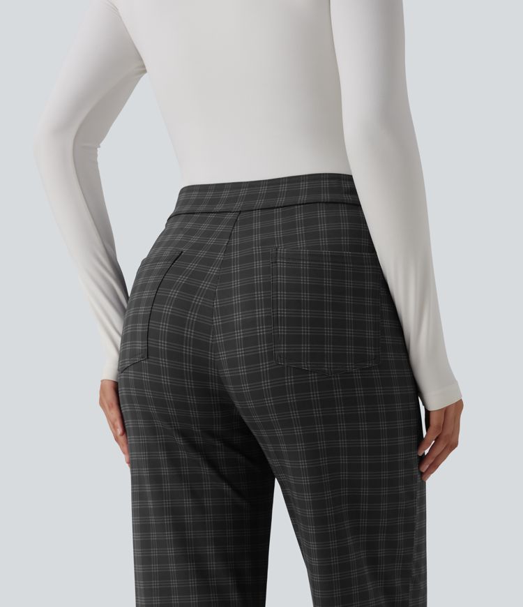 Halara Flex™ High Waisted Straight Leg Plaid Suit Work Pants with Pockets